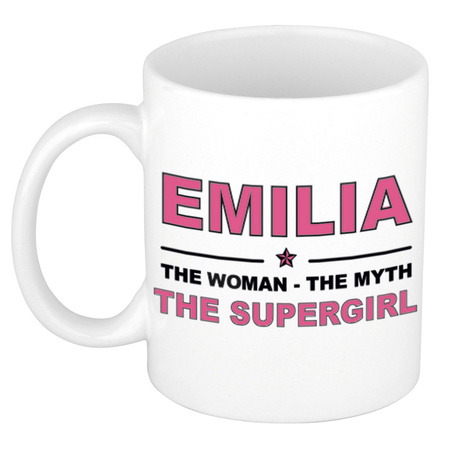 Emilia The woman, The myth the supergirl cadeau koffie mok / thee beker 300 ml