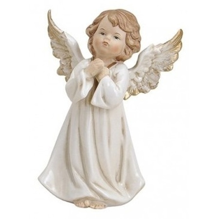 Engel beeldje - wit - 9 cm - biddend - engelenbeeldjes