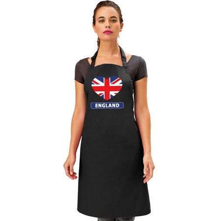 Engeland hart vlag barbecueschort/ keukenschort zwart 