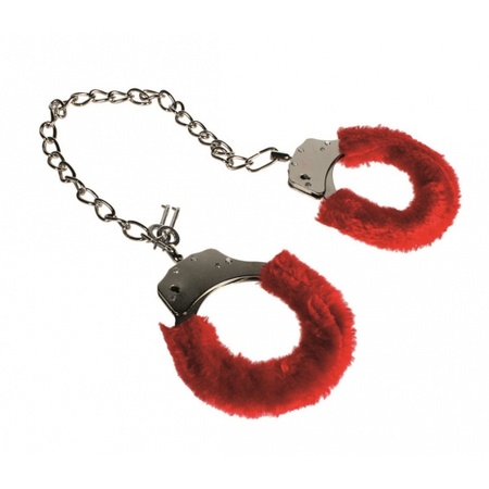 Furry red legcuffs