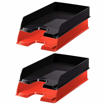 Esselte brievenbakjes set van 4x zwart en 2x rood in A4 formaat