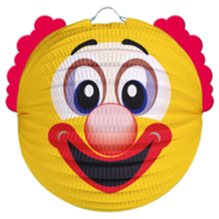 Yellow clown lantern 22 cm with lantern stick
