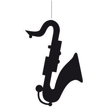 Feest versiering hangdecoratie saxofoon - zwart - karton - 32 cm
