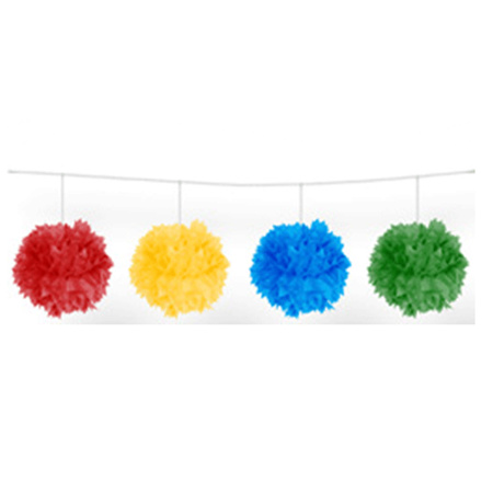 Garland with coloured pompoms 3 meter