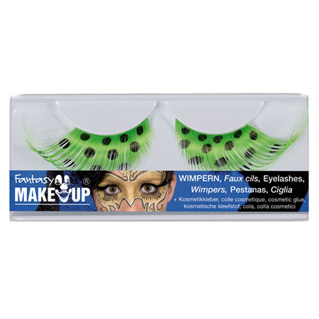 Neon green fake lashes with black dots