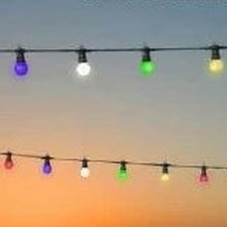 Festoon outdoor party lights multi colour RGB bulbs 12 m