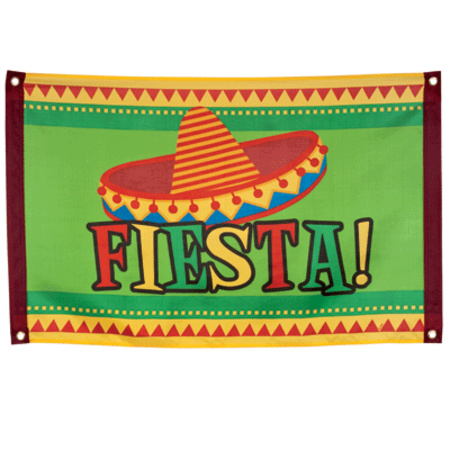 Fiesta vlag met Mexicaanse hoed