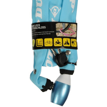 Dunlop Chain lock - blue - 120 cm - 2 keys - bike/scooter lock