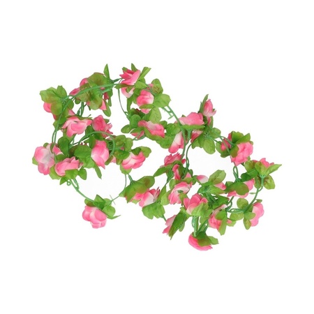 Bicycle decoration flower guirlande pink green 220 cm