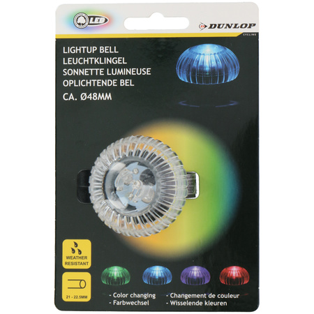Fietsbel met gekleurde LED verlichting 48 mm
