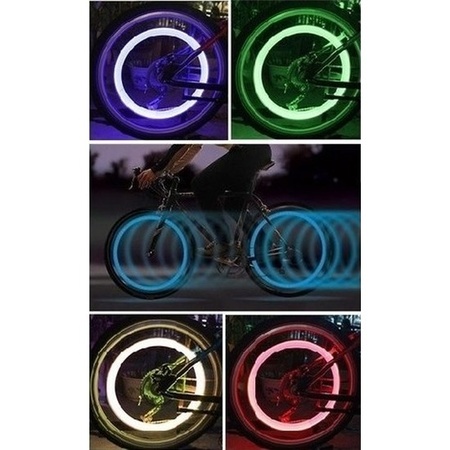 2x Bicycle valve LED lights green