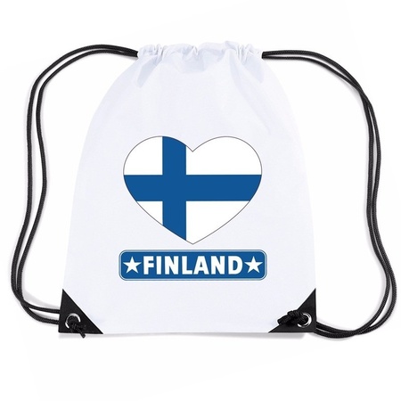 Finland hart vlag nylon rugzak wit
