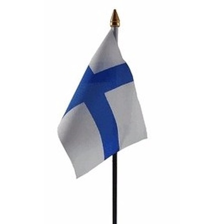 Finland mini vlaggetje op stok 10 x 15 cm