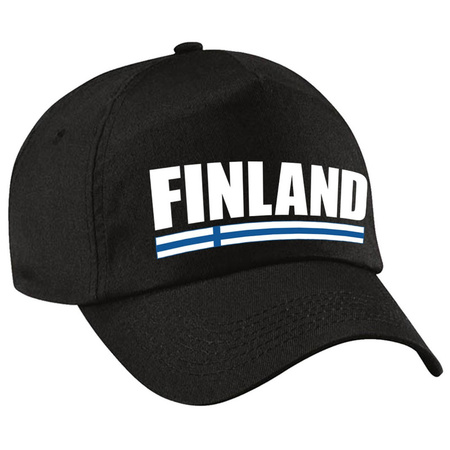 Finland supporter pet  / cap zwart kinderen