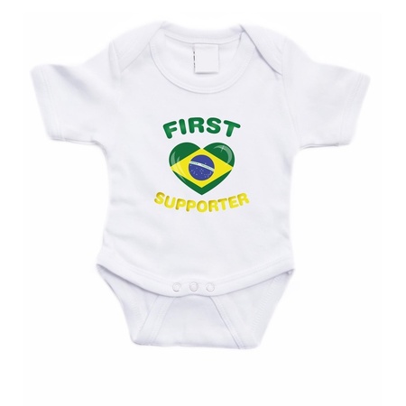 First Brasil supporter romper white baby
