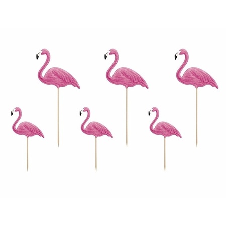 Toppers decoration flamingos 6 pieces