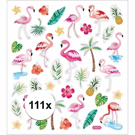 Colored flamingo stickers 111 pieces