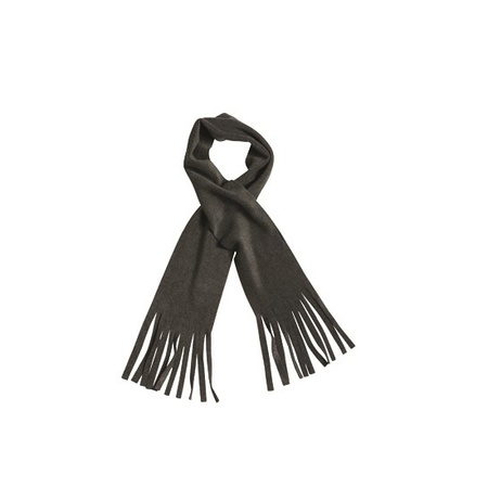 Fleece scarf with fringes anthracite