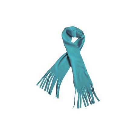 Fleece sjaal met franjes aqua blauw