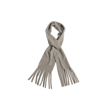 Fleece sjaal met franjes licht grijs
