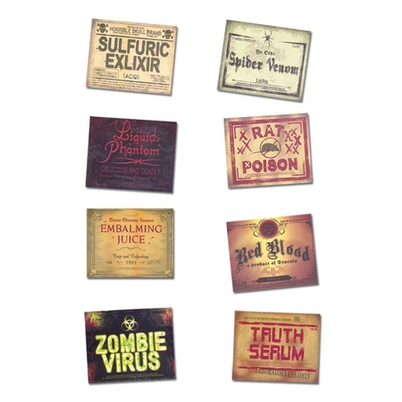 Fles stickers horror set van 8 stuks