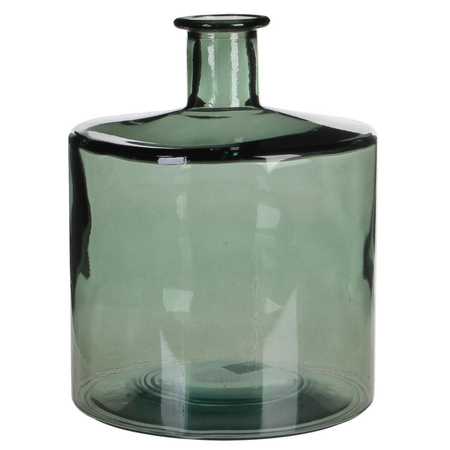 Fles vaas Guan H26 x D21 cm groen gerecycled glas