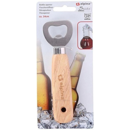 Bottle opener 14 cm wood/metal