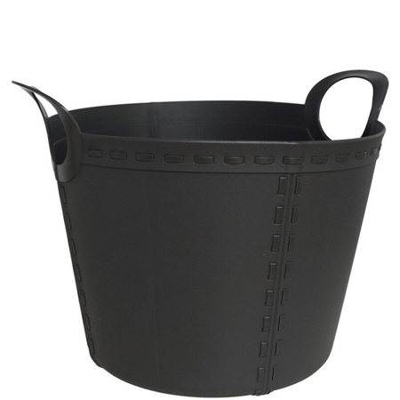 Black flexible buckets/laundry baskets 25 liters 45 x 38 x 34 cm