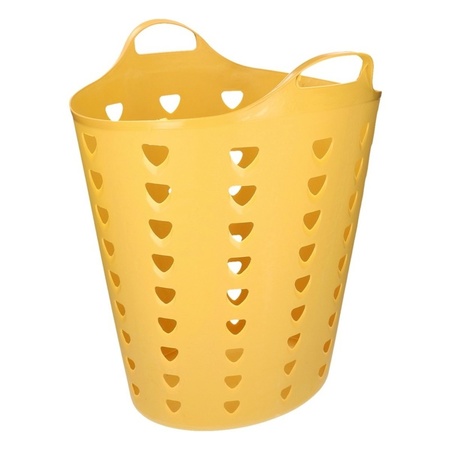 Yellow laundry basket flexible holes 60 liters 47 x 50 cm