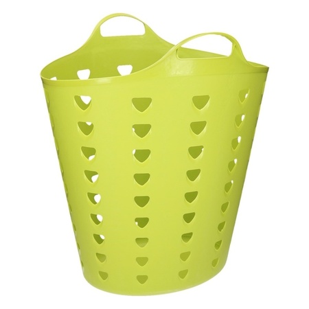 Green laundry basket flexible holes 60 liters 47 x 50 cm