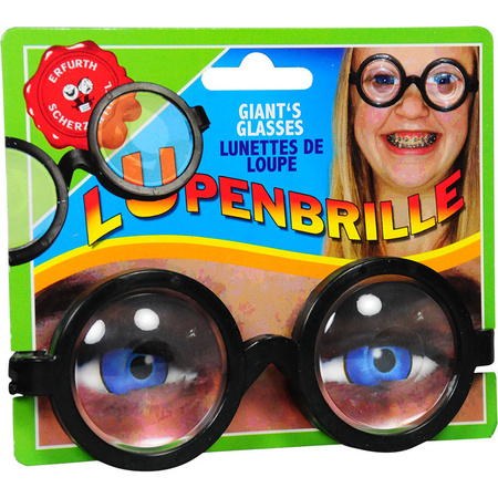 Fop bril met jampot glazen - zwart - kunststof - voor kinderen