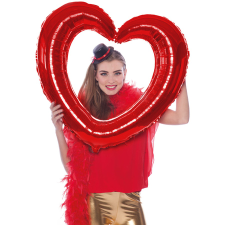 Photo Frame - heart - red - 80 x 70 cm - inflatable foil balloon - Valentines photo prop