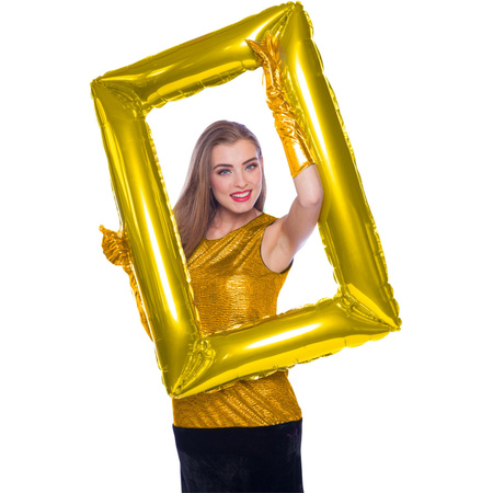 Photo Frame - rectangle - gold - 85 x 60 cm - inflatable foil balloon - photo prop