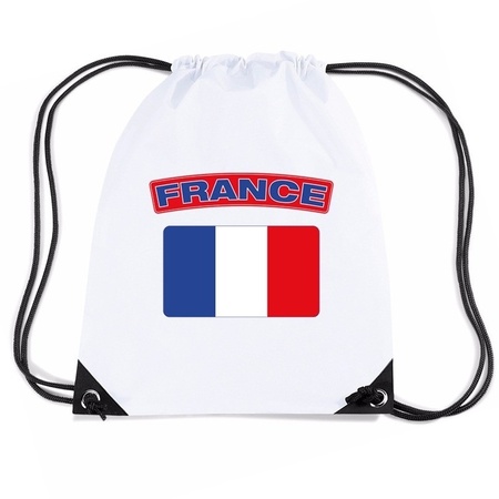 Frankrijk nylon rugzak wit met Franse vlag