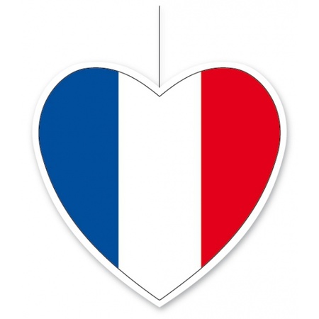 France flag hanging decoration heart 28 cm