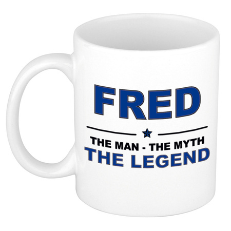 Fred The man, The myth the legend cadeau koffie mok / thee beker 300 ml