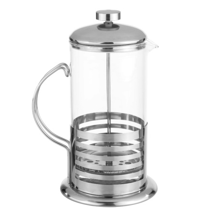 French press koffie/thee maker/cafetiere glas/RVS 1liter