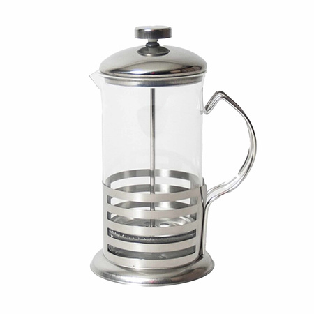 French press koffie/thee maker/cafetiere glas/RVS 350 ml