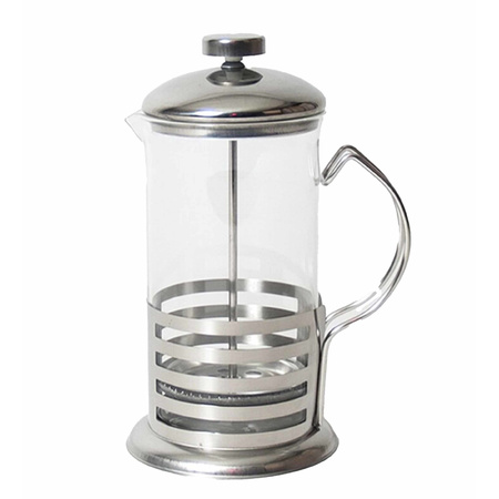 French press koffie/thee maker/ cafetiere glas/RVS 600 ml