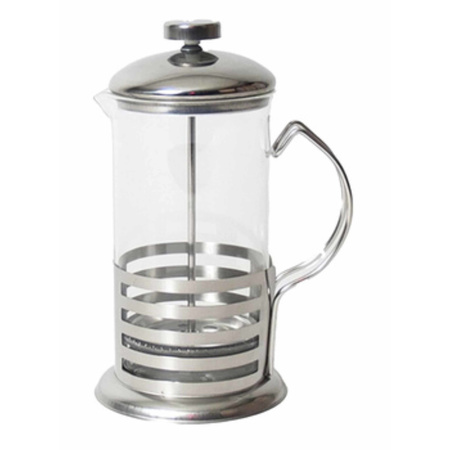 French press koffie/thee maker/ cafetiere glas/RVS 800 ml