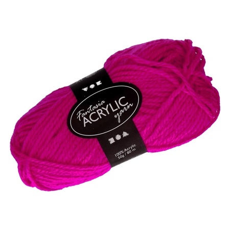 Fuchsia pink acrylic yarn 80 meter