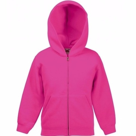 Fuchsia pink cotton blend vest with hood for girls