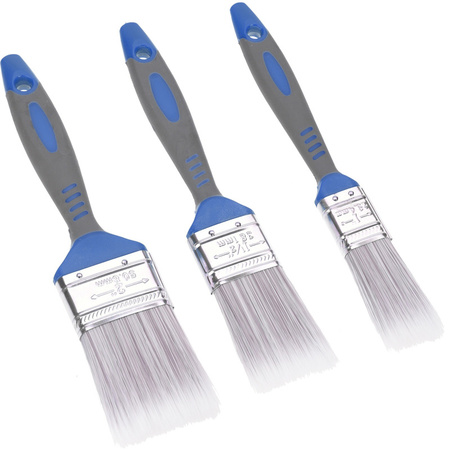 Painting brushes set 3x pieces - flat with plastic handle - width 25/38/50 mm - home painters
