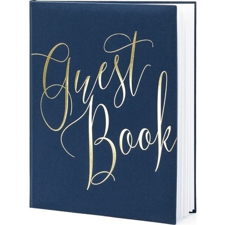Guest book navy blue/gold 20 x 25 cm