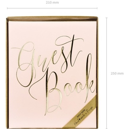 Gastenboek roze/goud 20 x 25 cm