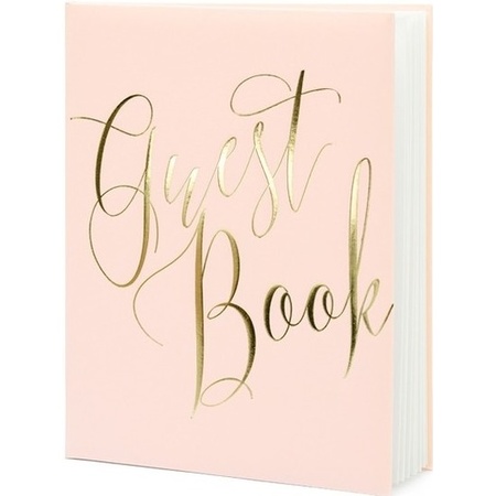 Gastenboek roze/goud 20 x 25 cm