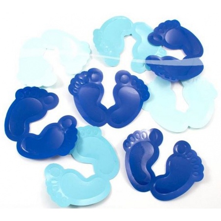 Geboorte versiering jongen XXL tafelconfetti blauw 10 stuks