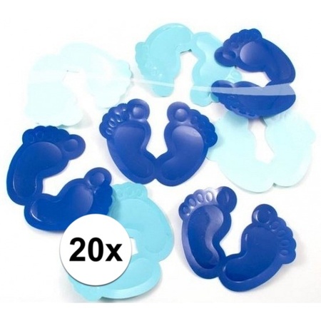 Geboorte versiering jongen XXL tafelconfetti blauw 20 stuks