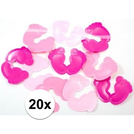 Geboorte versiering meisje XXL tafelconfetti roze 20 stuks
