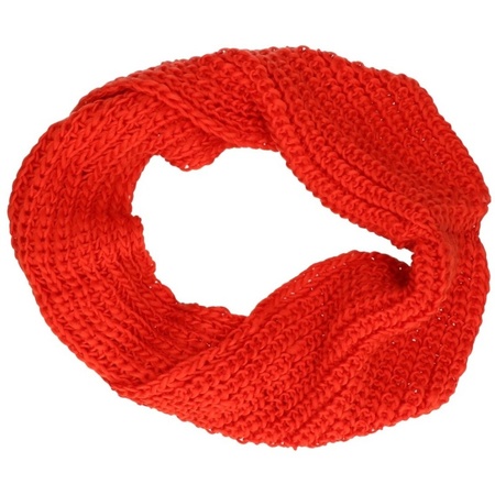 Gebreide col sjaal oranje/rood voor volwassenen